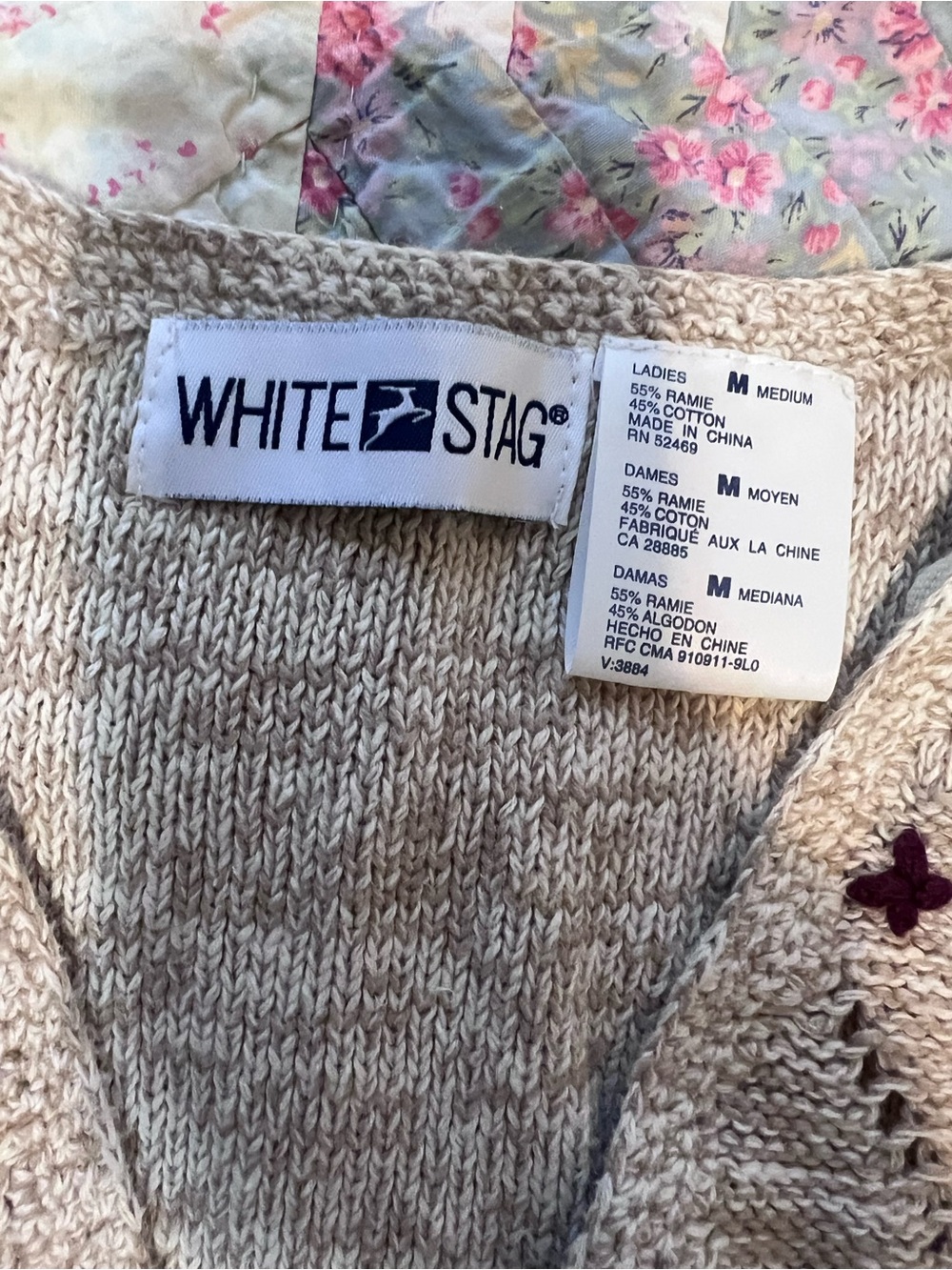 White Stag Vintage Embroidered Floral Knit Vest Medium - Picture 5 of 7